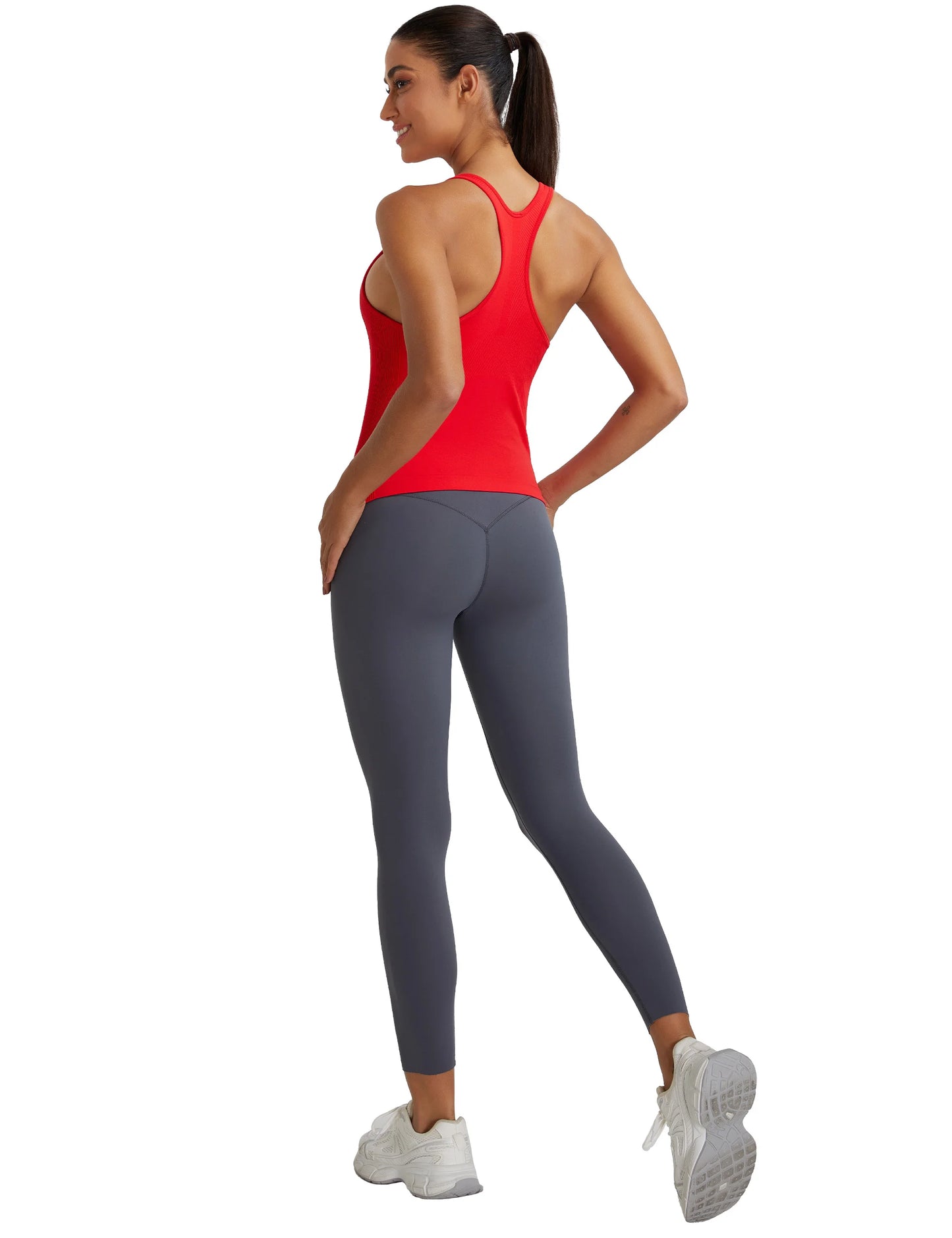 None Seamless Racerback Tank Top Built In Bra Yoga