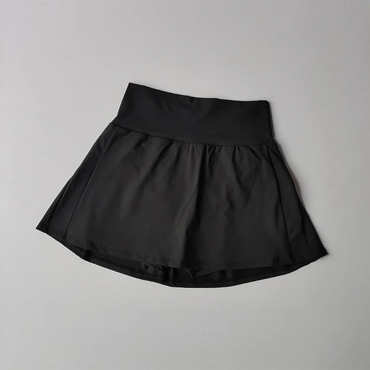 NONECN Women's High Waist Tennis Skirt With Built In Shorts