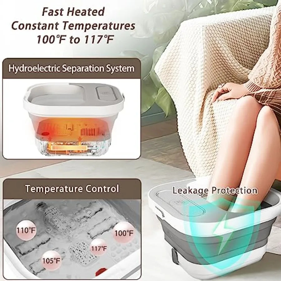 TLXTE Collapsible Foot Spa Bath With Heat Massage Rollers
