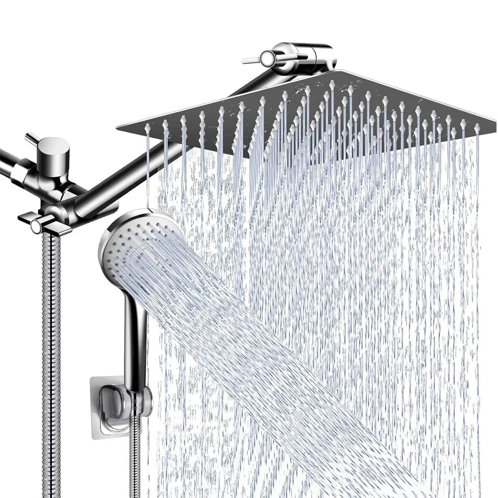 Quyanre High Pressure Rain Shower Head Combo With Adjustable Arm