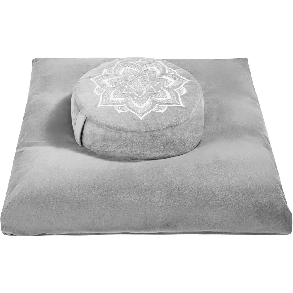 Hunnidspace MeditationPractice Zafu Cushioning Set With Buckwheat Hulls MemoryFoamCore