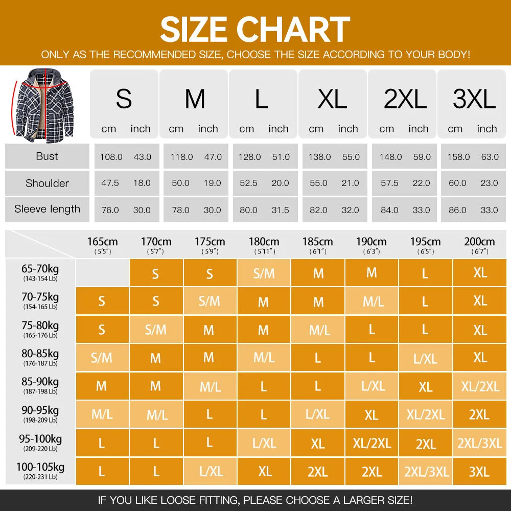 NONECN Winter Hooded Jacket Men Warm Plaid Sherpa Lined Coat