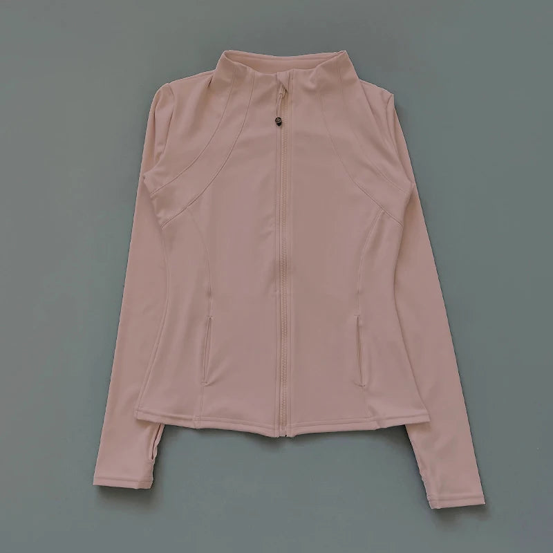 NONECN Women Yoga Jacket Long Sleeve Stand Collar Polyester Spandex