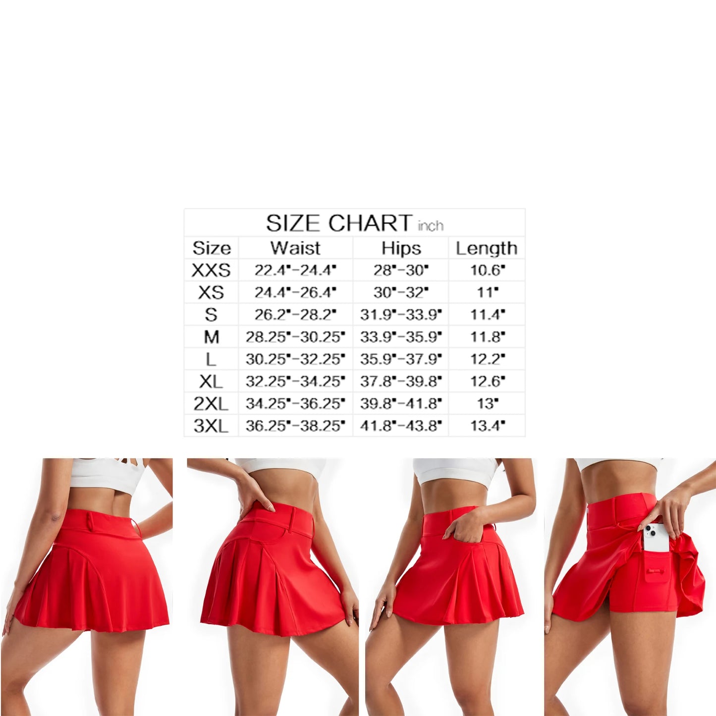 NONECN Women's 2-In-1 Golf Tennis Skort With Breathable Nylon Shorts