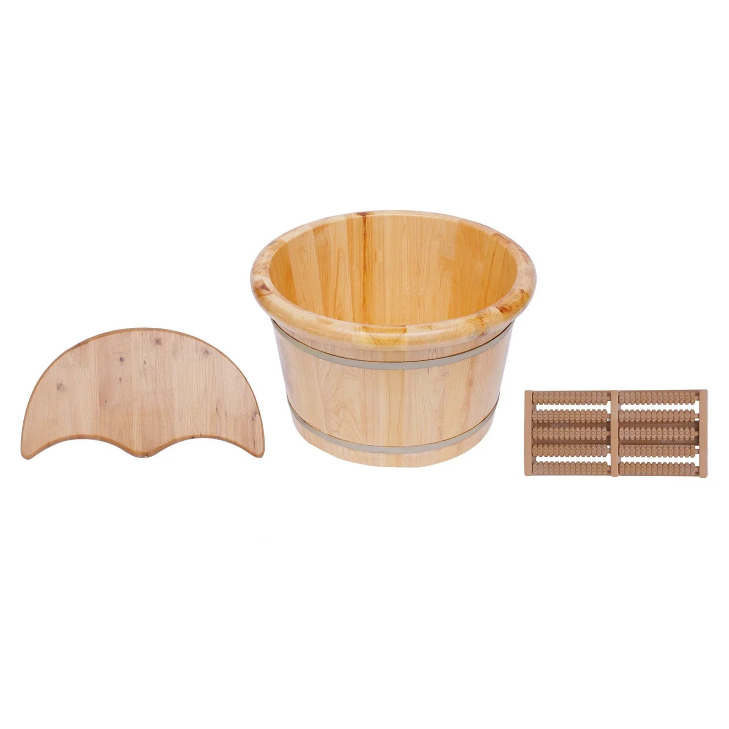 None Cedar Wood Foot Bath Massager Bucket With Lid