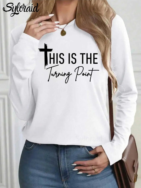 Syloraid Women's Turning Point Print Libertarian Freedom Long Sleeve Shirt