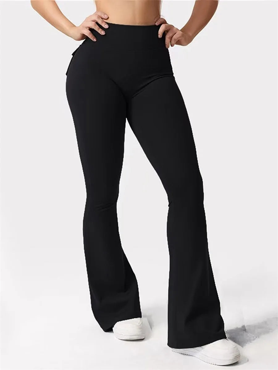 NONE Womens High Waist Yoga Leggings With Pockets Tummy Control