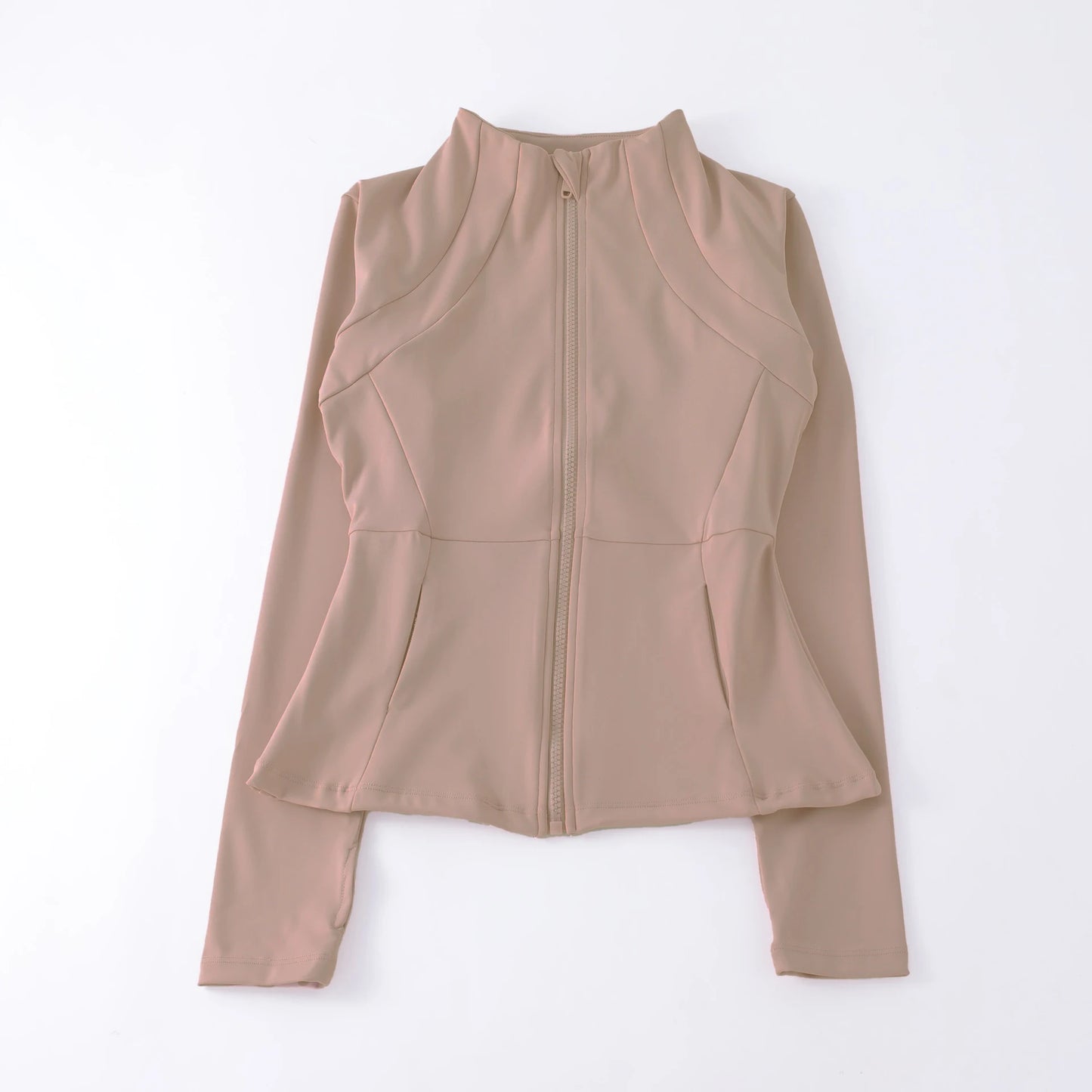 NONECN Women Yoga Jacket Long Sleeve Stand Collar Polyester Spandex