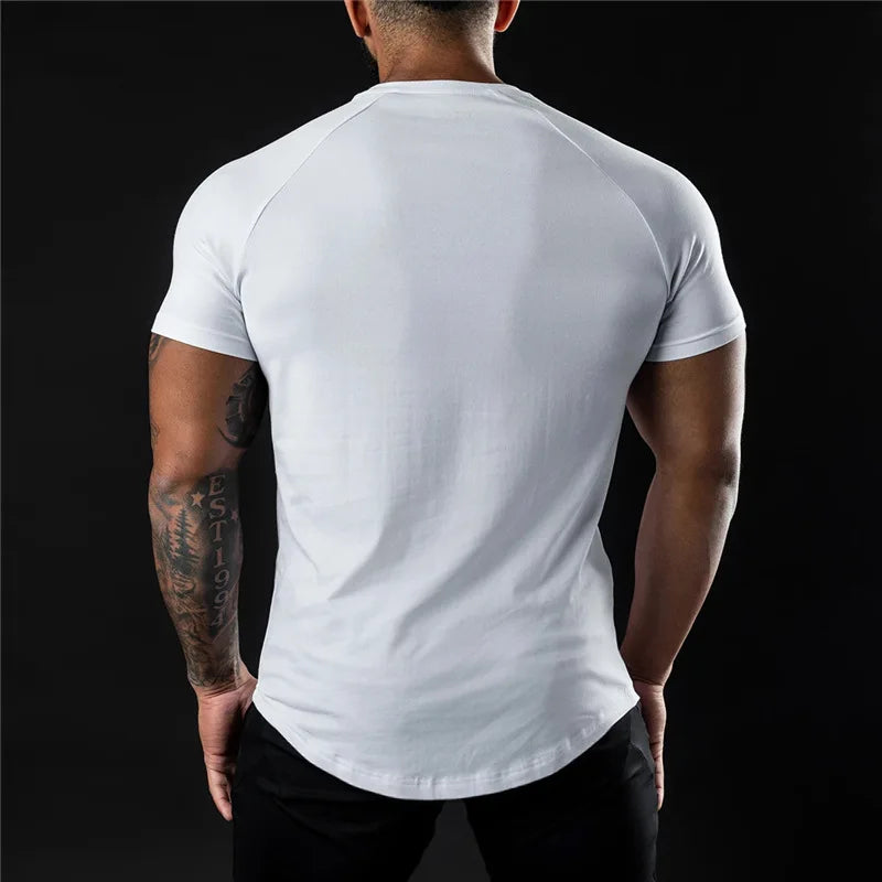 NONE Men's Cotton O-Neck Short Sleeve Gym T Shirt Top