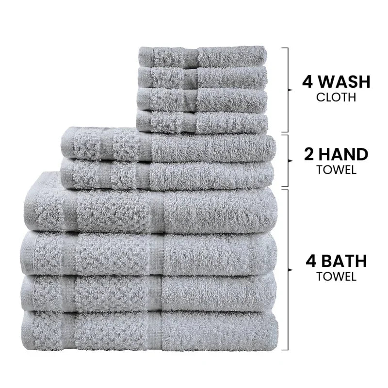 NONECN 10 Piece Cotton Towel Set Soft And Durable Quality