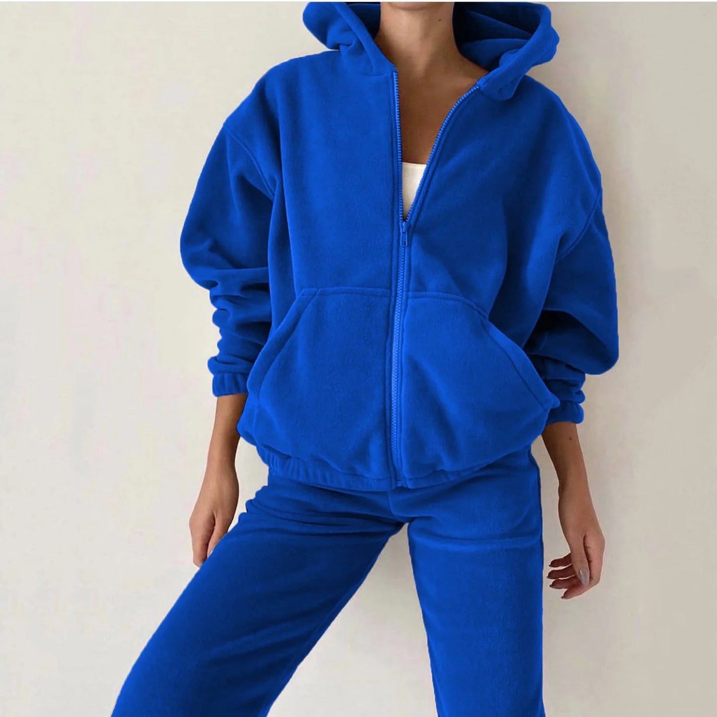NONECN Womens Loose Sports Casual Sweater Set Two Piece Streetwear
