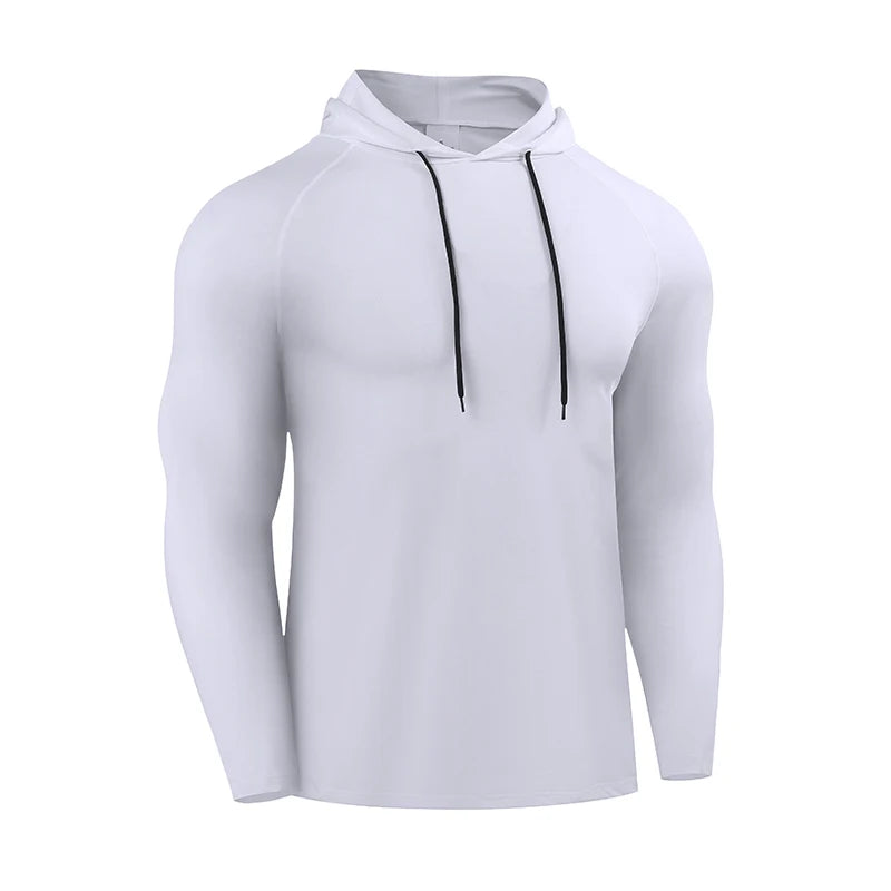 NONECN Running Long Sleeve Hooded T Shirt Men Sportswear