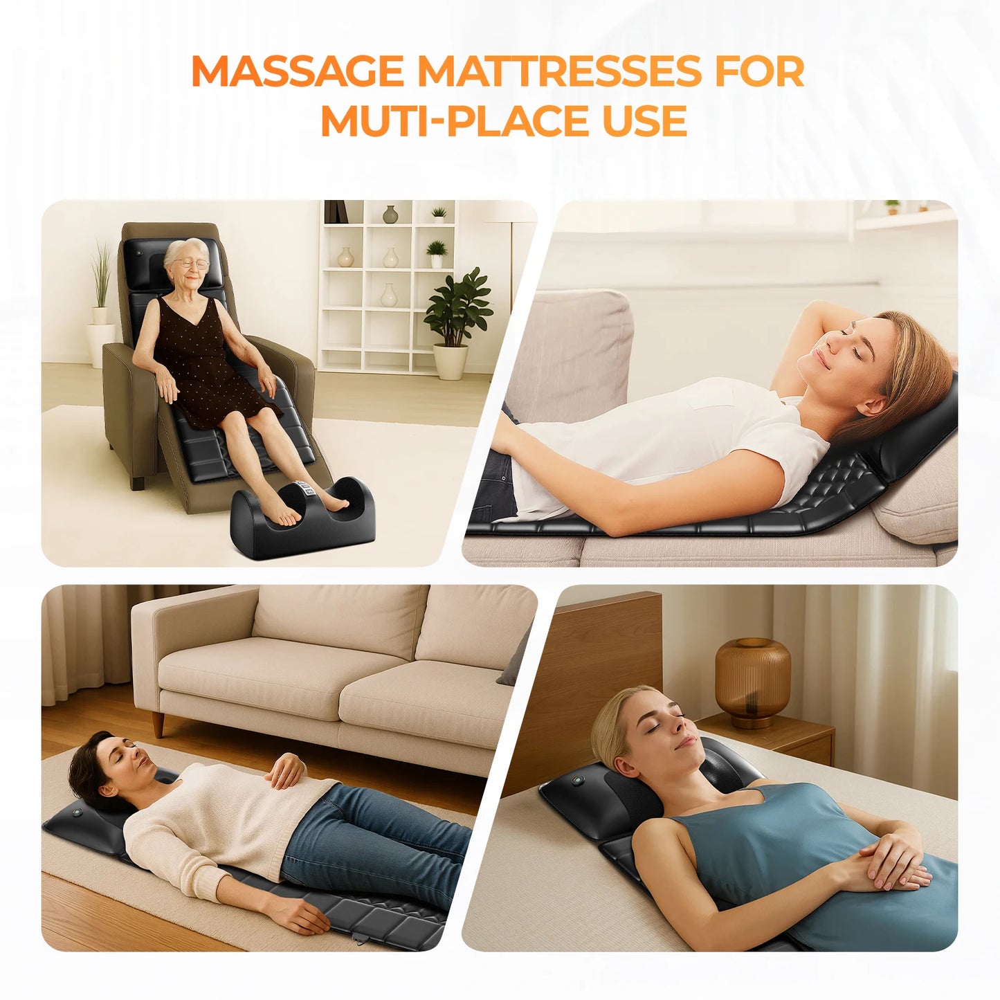 HOMEMASSA Shiatsu Full Body Massage Mat With Heat Detachable Pad