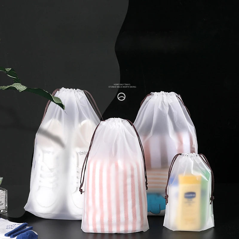 BZEQCN Travel Shoe Bags Transparent Drawstring Pouches Canvas