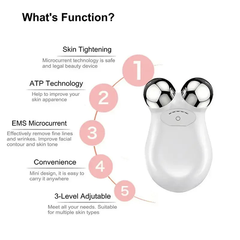 None Microcurrent Facial Massager Roller EMS Face Lift Skin Tightening