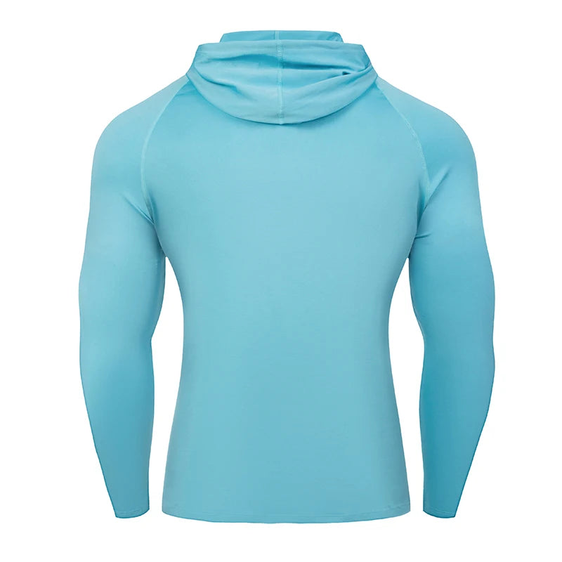NONECN Running Long Sleeve Hooded T Shirt Men Sportswear