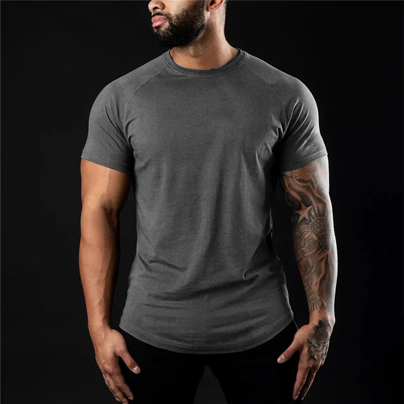 NONE Men's Cotton O-Neck Short Sleeve Gym T Shirt Top
