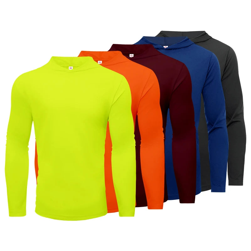NONECN Men's Hooded Long Sleeve Sports Top for Running