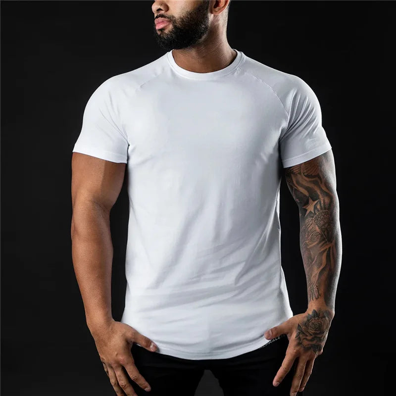 NONE Men's Cotton O-Neck Short Sleeve Gym T Shirt Top