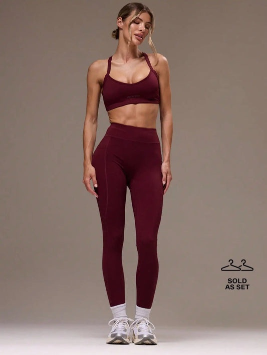 NONE Women's Cross Back Sports Bra and High Waist Leggings Set for Gym