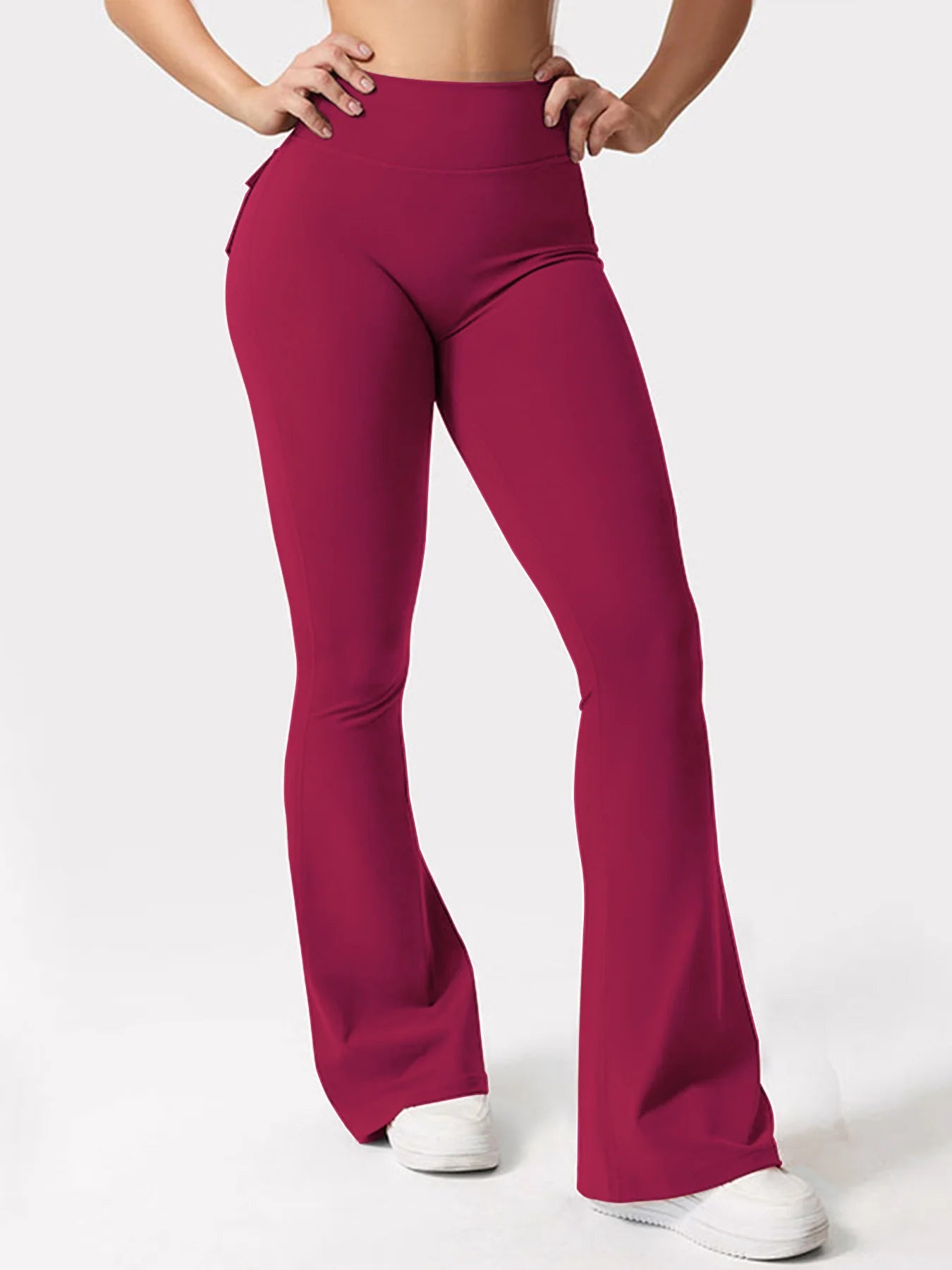 NONE Women's Yoga Flare Trousers High Waist with Pockets