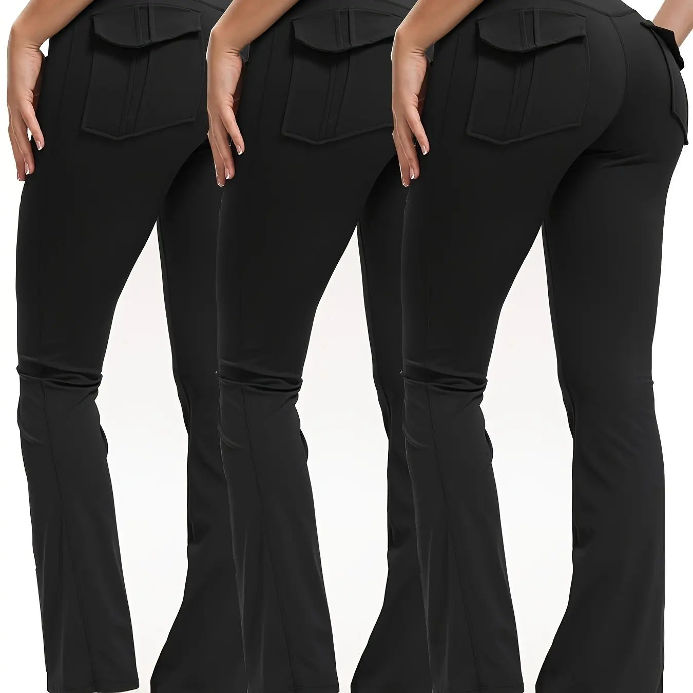 Women Bootcut Yoga Pants with Pockets High Waist Tummy Control Three Pack