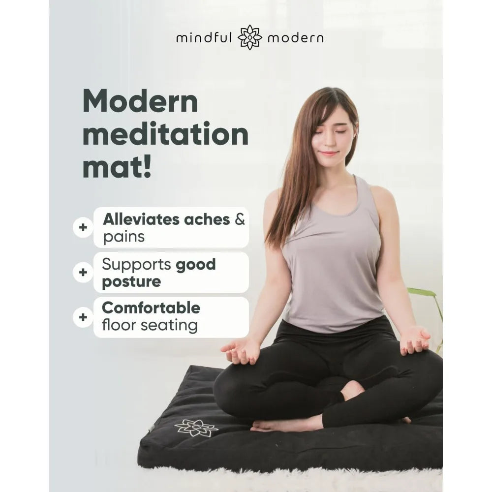 Mindful Modern Zabuton Meditation Mat Cotton Filled Pad For Kneeling