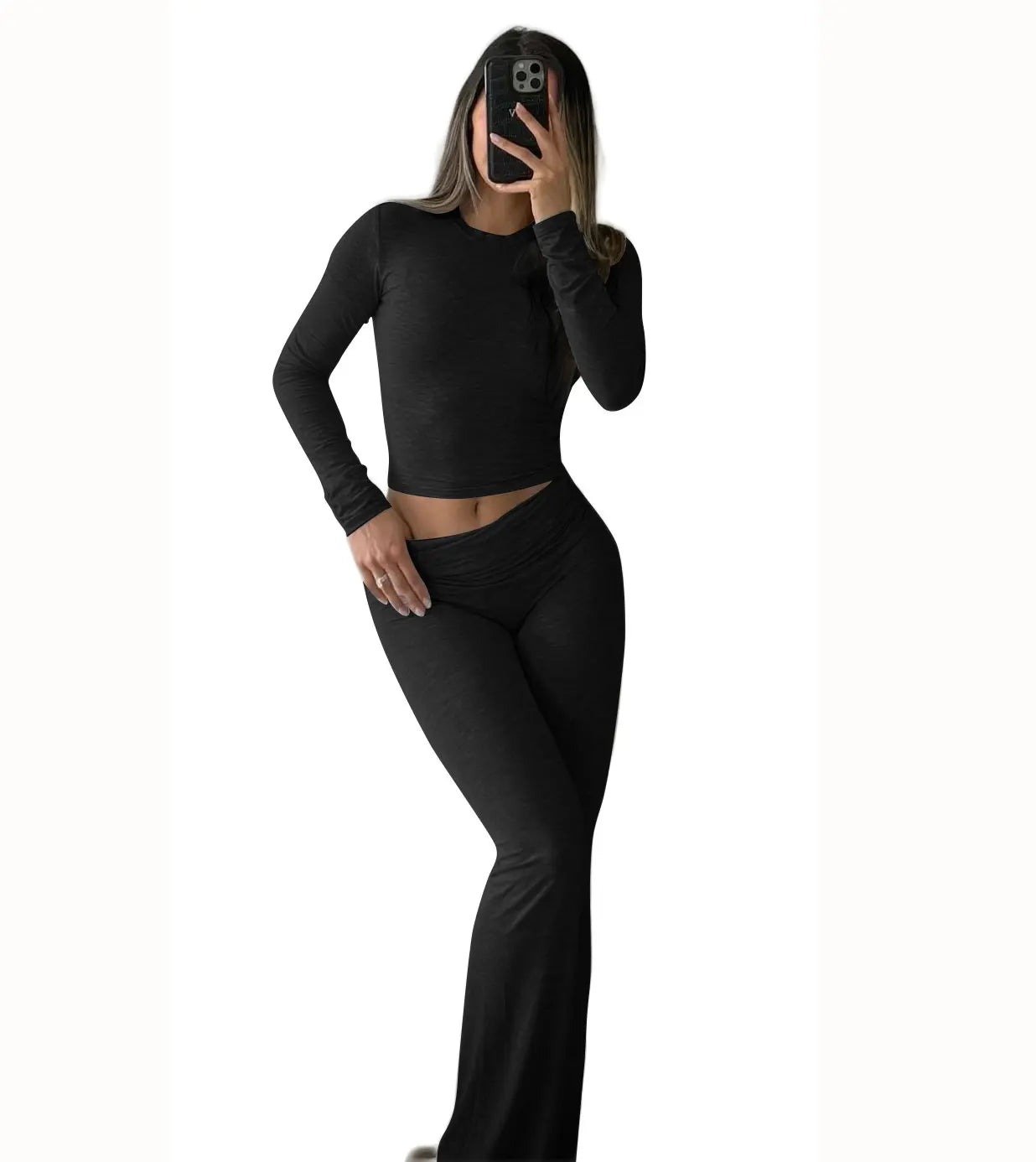None Women's Yoga Two-Piece Set Long-Sleeve Activewear