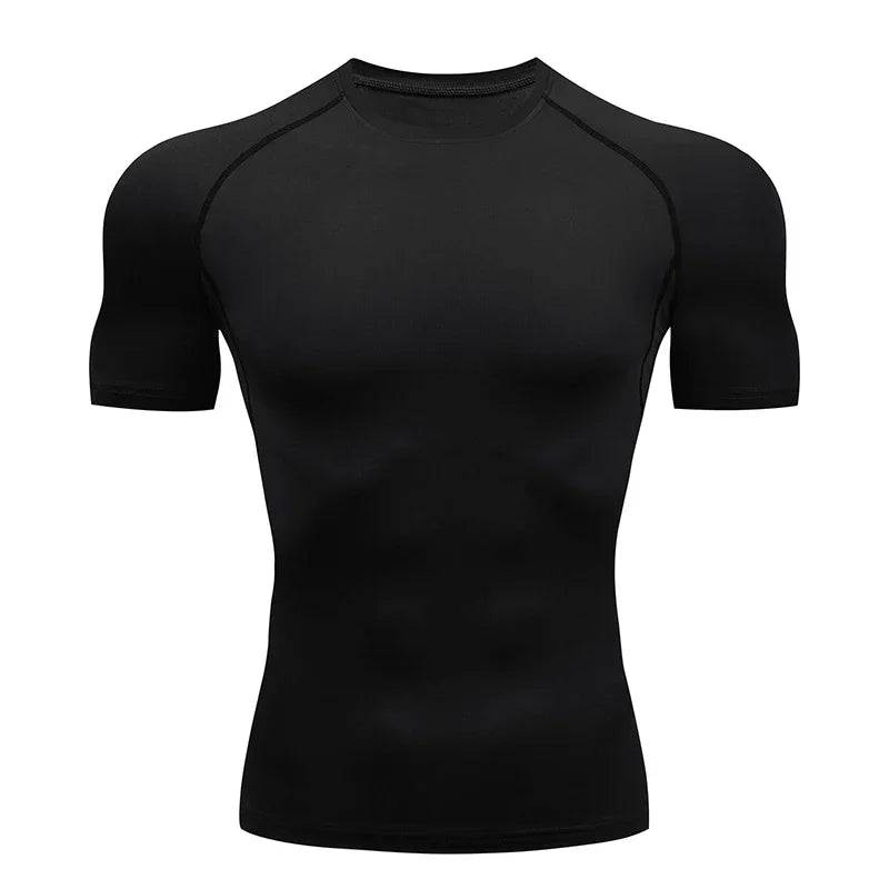 None Men Running Compression Tee Short Sleeve Gym Fitness Shirt