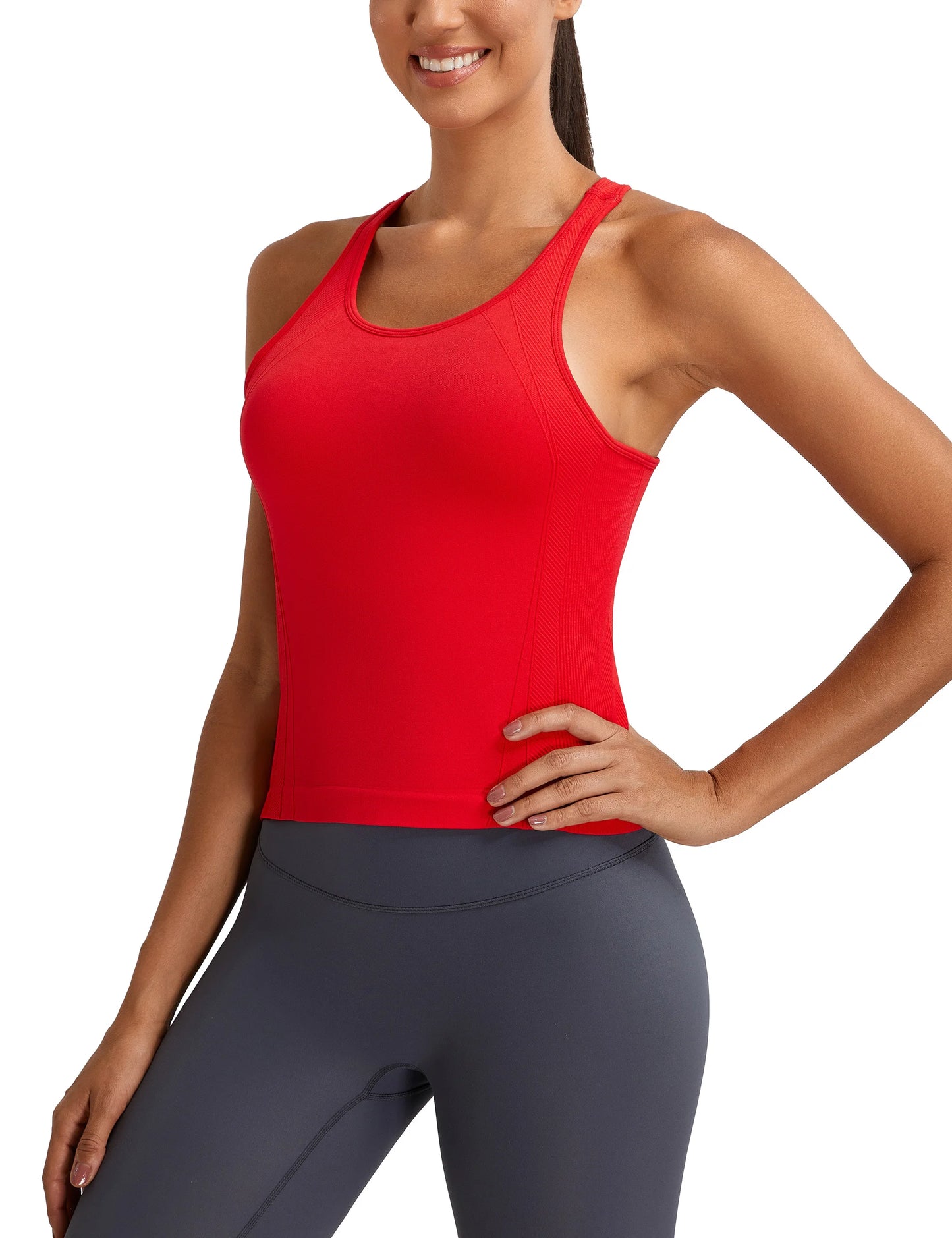 None Seamless Racerback Tank Top Built In Bra Yoga