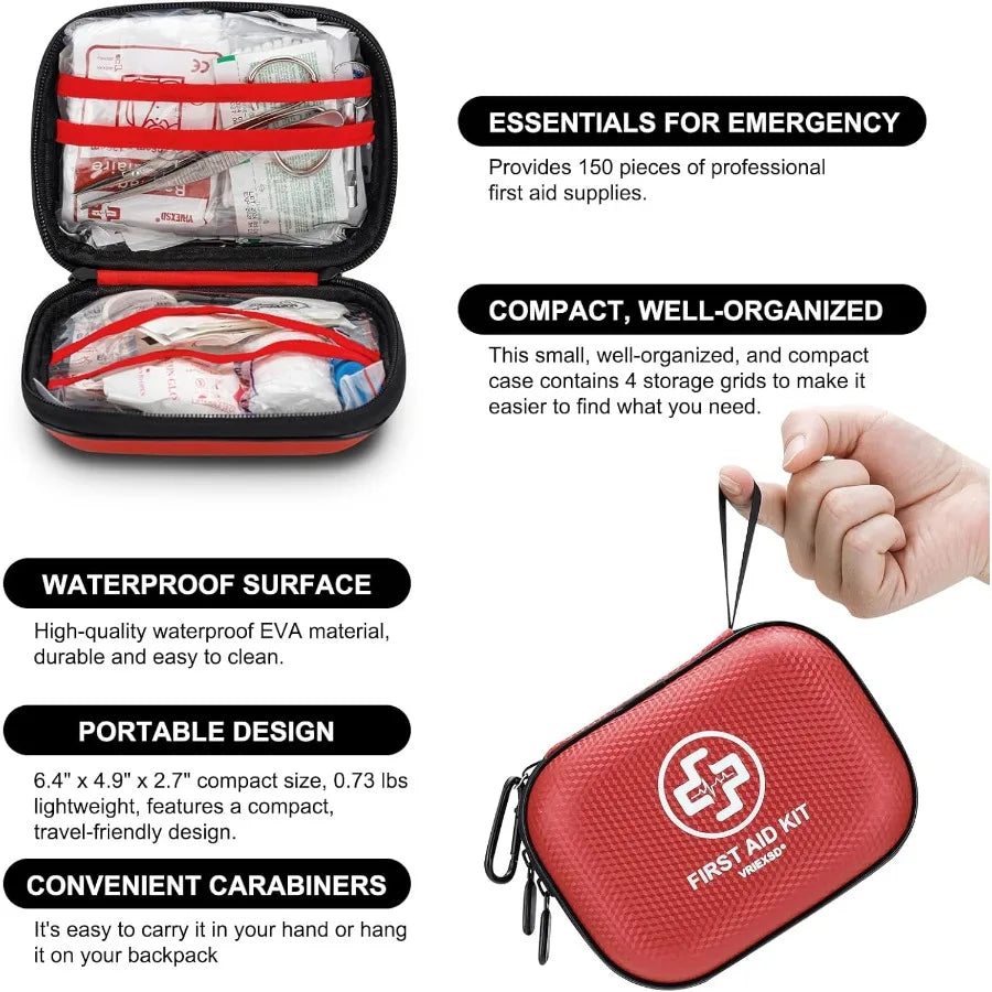 NONE Mini First Aid Kit 150 Pieces Waterproof Hard Shell