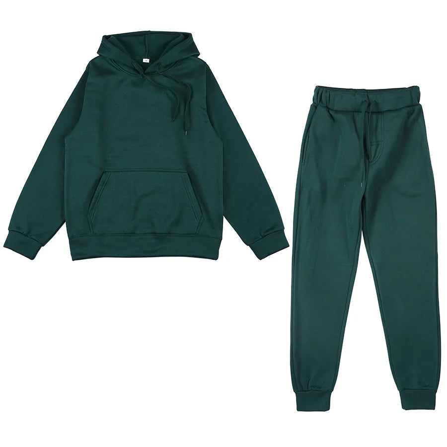 NONECN Women's Fleece Tracksuit Two Piece Set Hooded Sweatpants