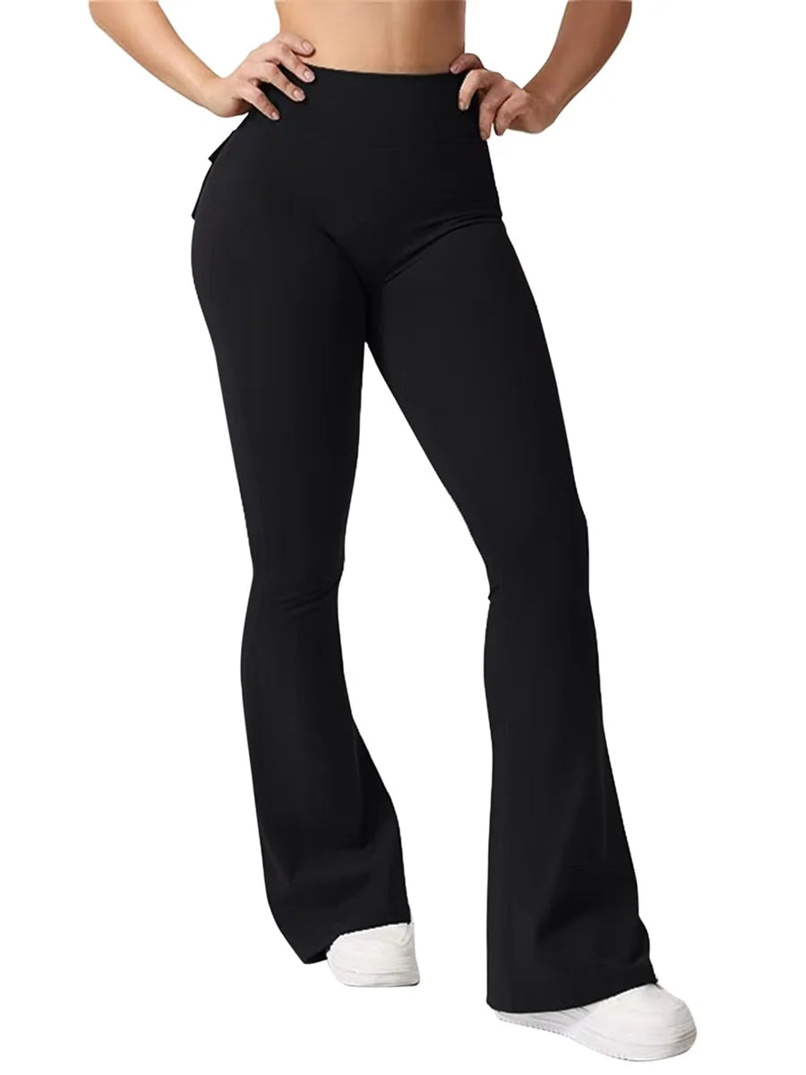 NONE Womens High Waist Yoga Leggings With Pockets Tummy Control