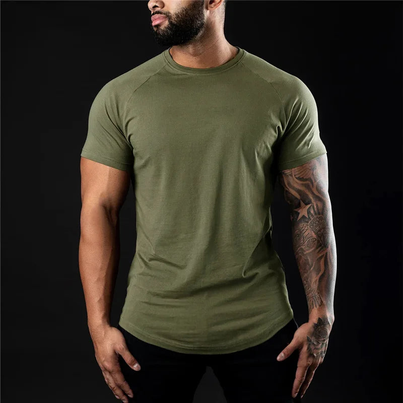 NONE Men's Cotton O-Neck Short Sleeve Gym T Shirt Top