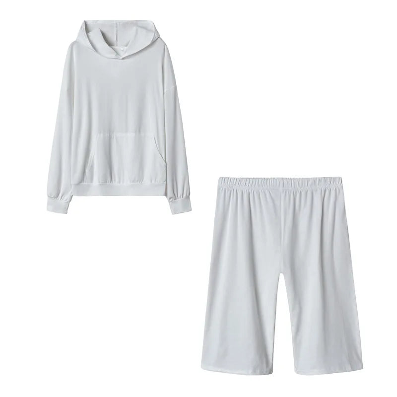 NONE Women Fleece Tracksuit Set Hooded Sweatshirt And Pants