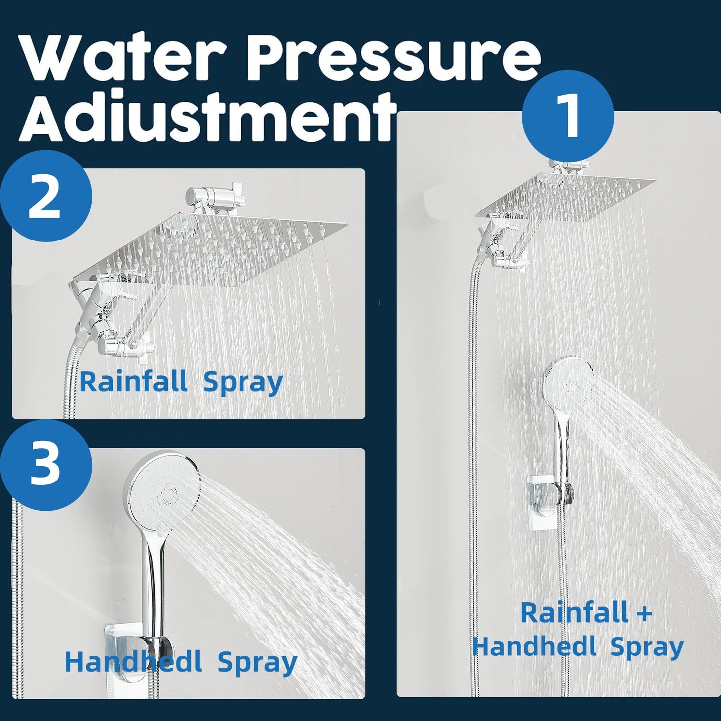 Quyanre High Pressure Rain Shower Head Combo With Adjustable Arm