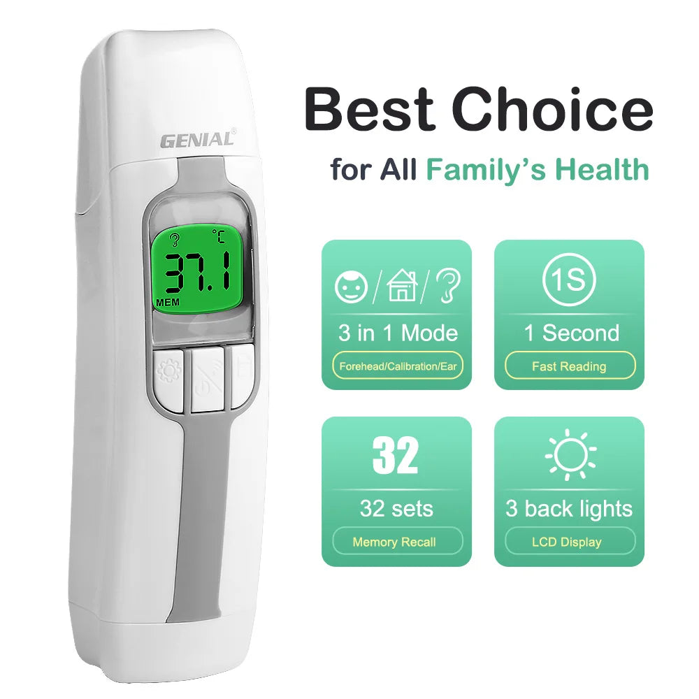 GENIAL Ear Thermometer For Adults And Kids Digital Accurate Forehead
