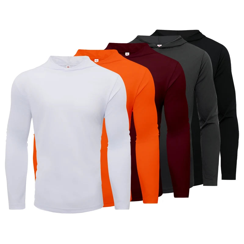 NONECN Men's Hooded Long Sleeve Sports Top for Running