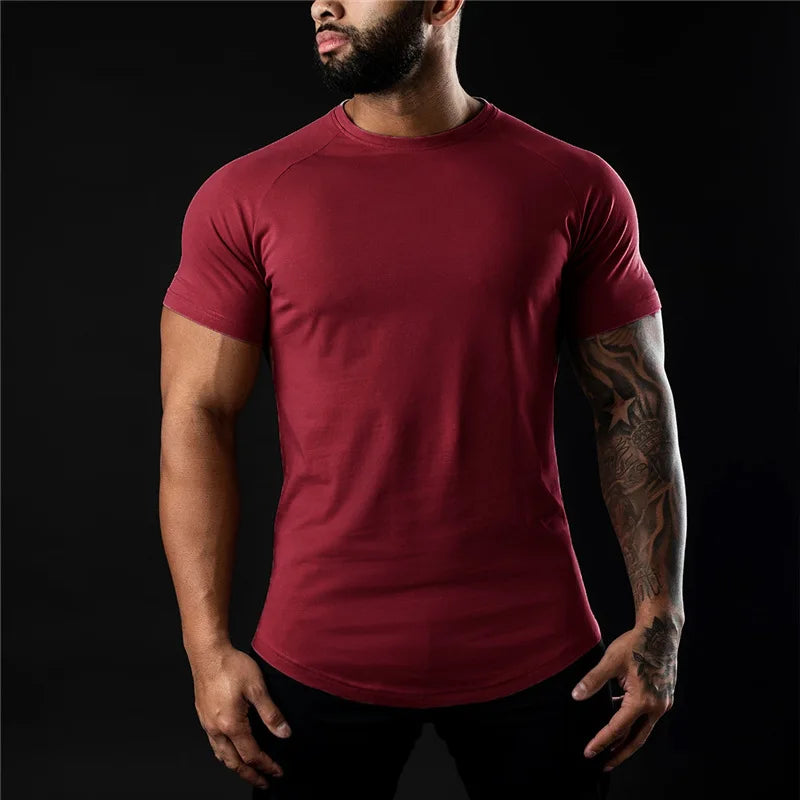 NONE Men's Cotton O-Neck Short Sleeve Gym T Shirt Top