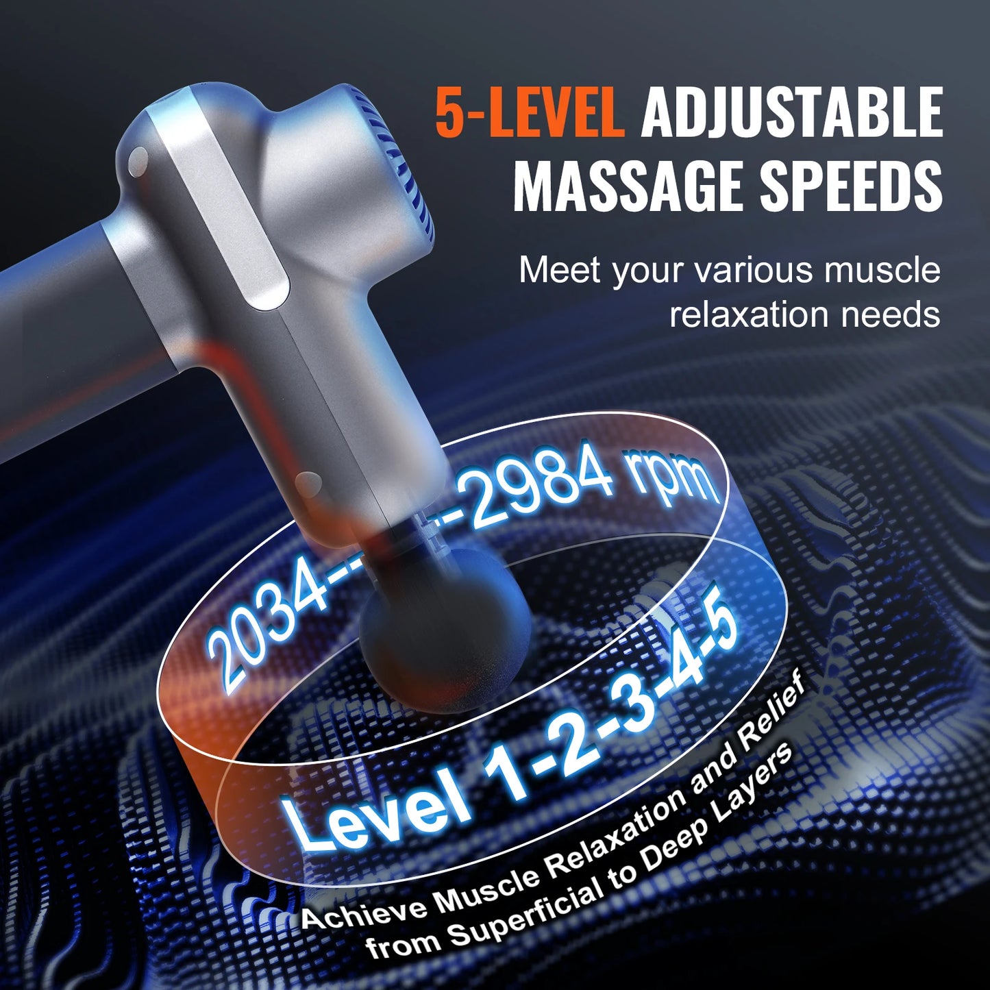 SucceBuy Mini Massage Gun Percussion Muscle Massager With 5 Speeds And 6 Heads