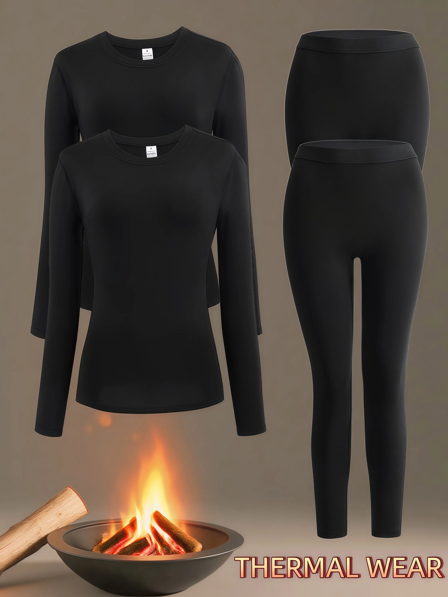 NONECN Women Fleece Thermal Underwear Set Base Layer Outdoors