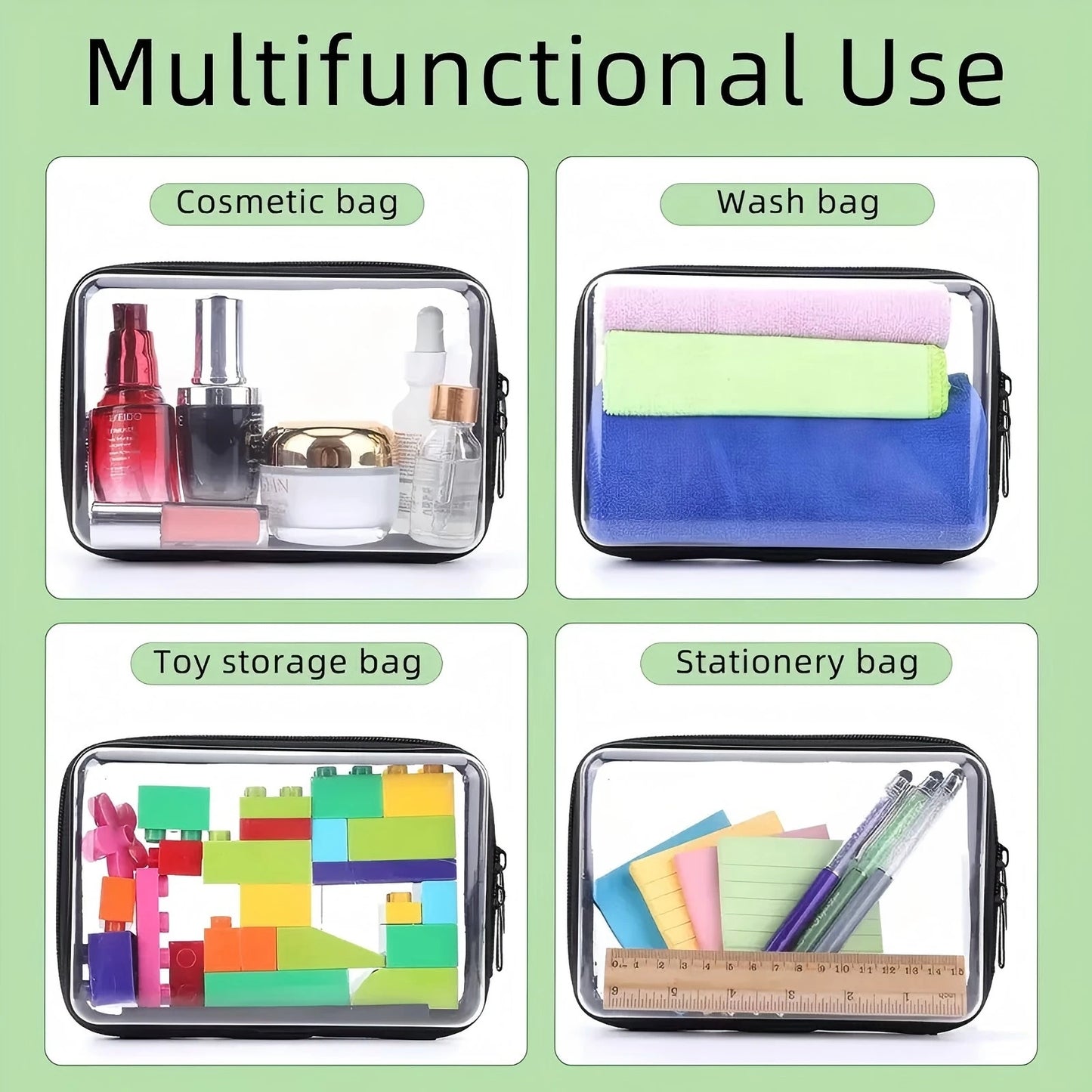 NONECN Zippered Transparent Cases Set Organizer Bags