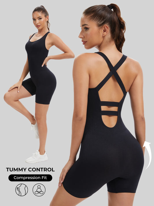 NONECN Knit Booty Lifting Bodysuit For Yoga And Running