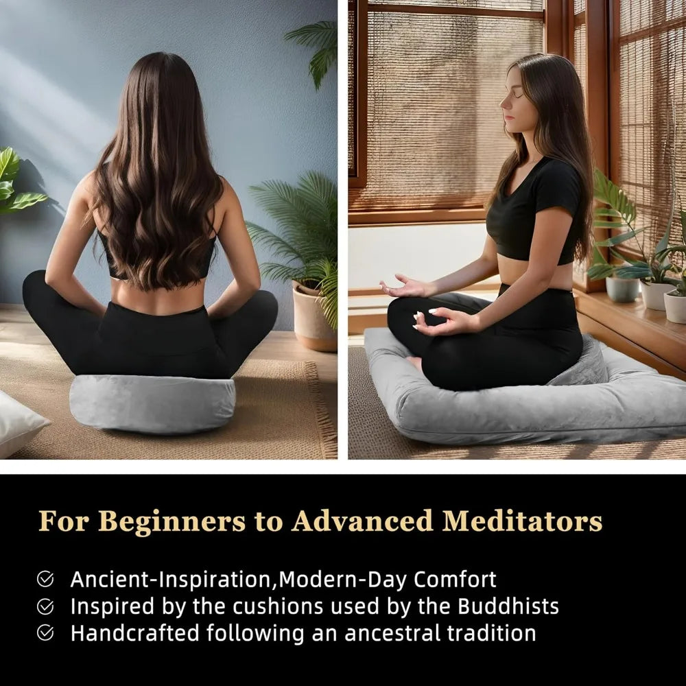 Hunnidspace MeditationPractice Zafu Cushioning Set With Buckwheat Hulls MemoryFoamCore